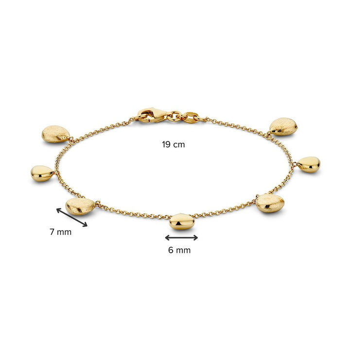 Geelgouden Armband met Hangende Elementen, 14 Karaat, 4,1 gr, 19 cm