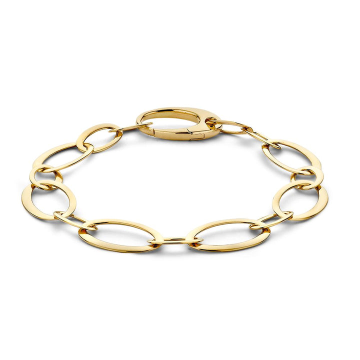 Geelgouden Armband met Platte Schakels, 14 Karaat, 10,3 gr, 20 cm