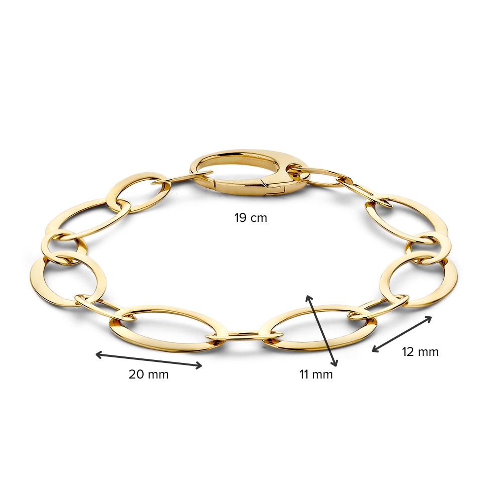 Geelgouden Armband met Platte Schakels, 14 Karaat, 10,3 gr, 20 cm
