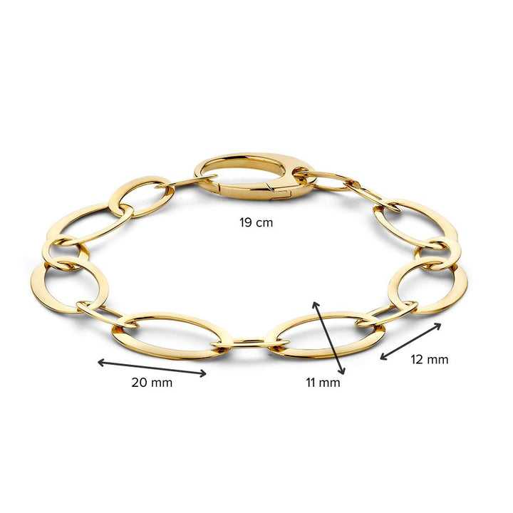 Geelgouden Armband met Platte Schakels, 14 Karaat, 10,3 gr, 20 cm