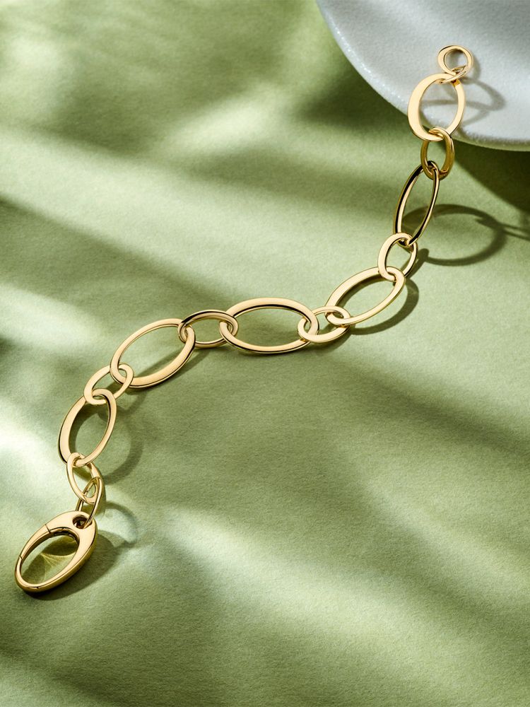 Geelgouden Armband met Platte Schakels, 14 Karaat, 10,3 gr, 20 cm