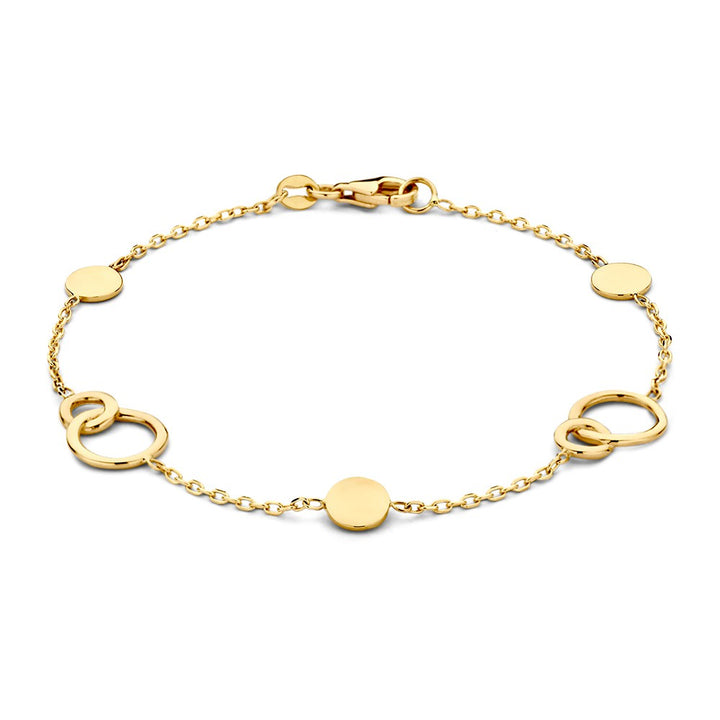 Geelgouden Armband met Verbonden Cirkels – 14-Karaat Luxe voor Dames
