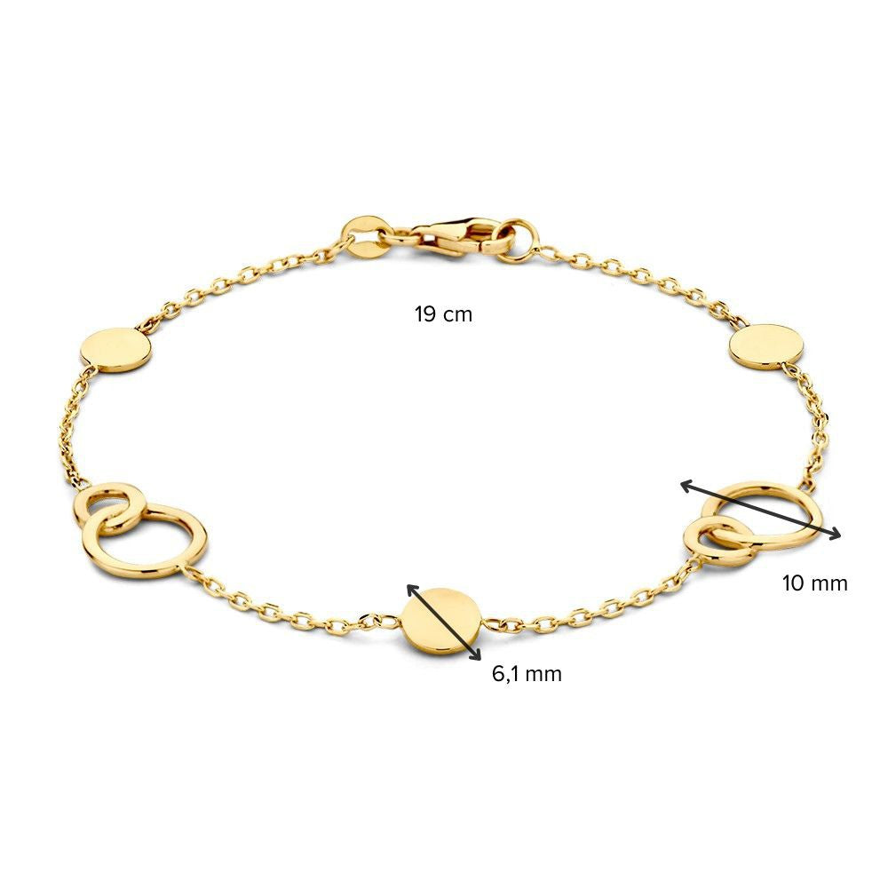 Geelgouden Armband met Verbonden Cirkels – 14-Karaat Luxe voor Dames