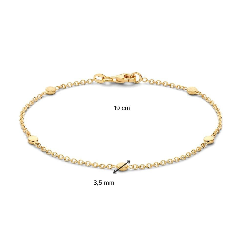 Verfijnde Geelgouden Armband met Luxe Elementen, 14 Karaat, 2,5 gr, 19 cm