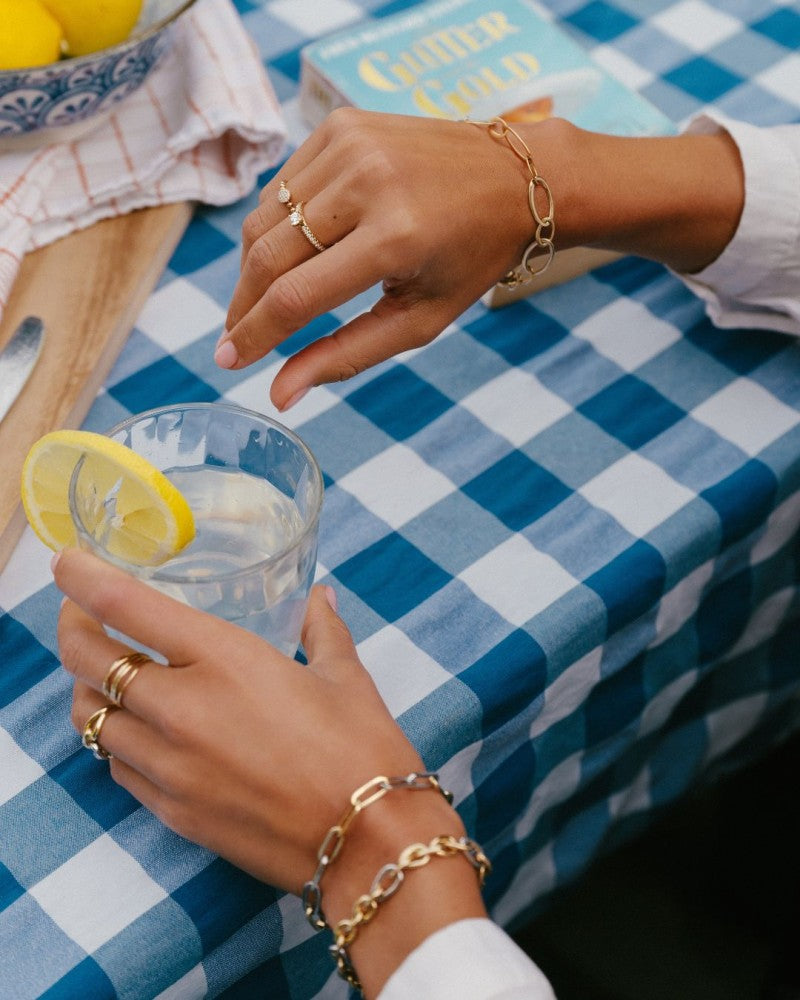 Geelgouden Armband met Platte Schakels, 14 Karaat, 10,3 gr, 20 cm