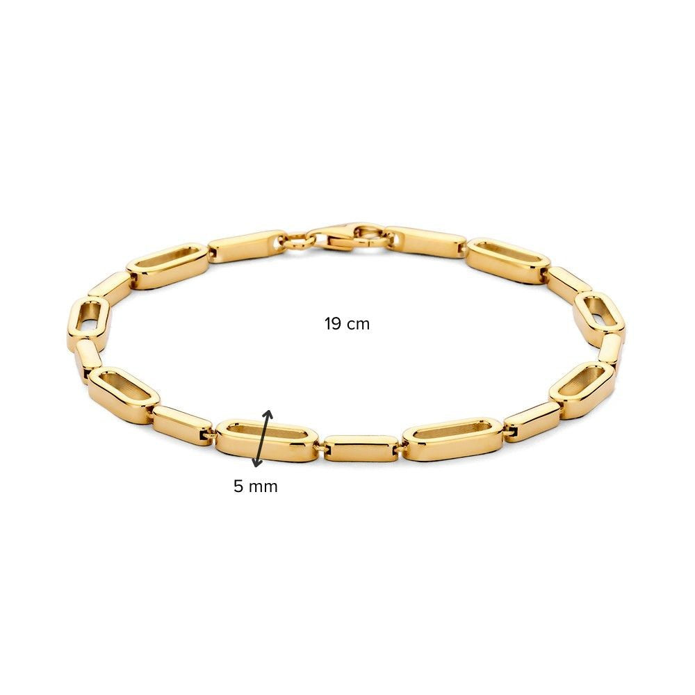 Speelse Geelgouden Schakelarmband – Elegantie in Beweging