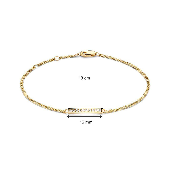 Geelgouden Armband met Diamanten 14 Karaat, 0,12 crt – 18 cm, Elegant & Tijdloos