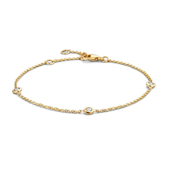 Geelgouden Damesarmband met 0.15 Caraat Briljant Diamanten – 14 Karaat Goud, H/SI-1 Kwaliteit – Gratis Verzending