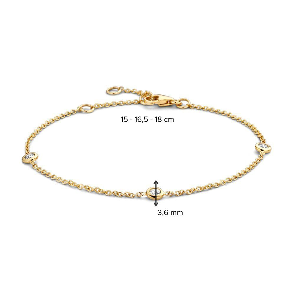 Geelgouden Damesarmband met 0.15 Caraat Briljant Diamanten – 14 Karaat Goud, H/SI-1 Kwaliteit – Gratis Verzending