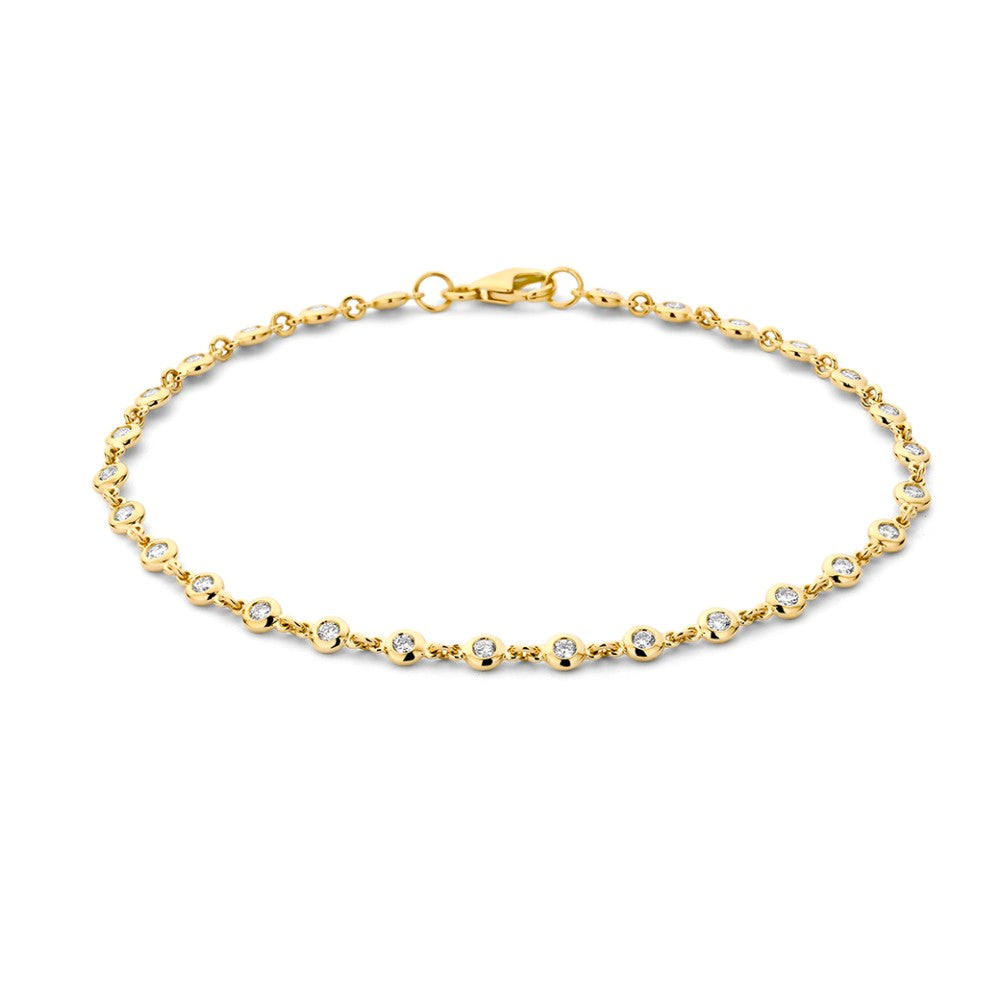 Geelgouden armband met briljanten van 0,61 crt in een verfijnd, schakelend ontwerp.