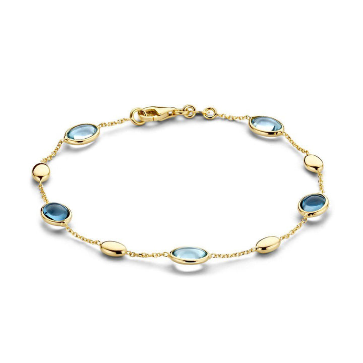 Geelgouden Armband met Blauwe Edelstenen Topaas & London Blue Topaas – 14 Karaat, 19 cm