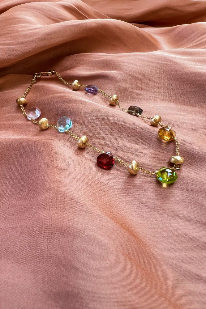 Geelgouden Armband met Multicolor Edelstenen, 14 Karaat Gold