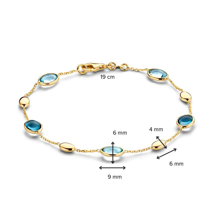 Geelgouden Armband met Blauwe Edelstenen Topaas & London Blue Topaas – 14 Karaat, 19 cm