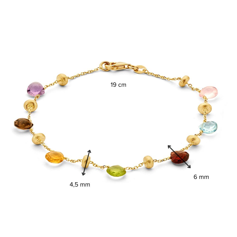 Geelgouden Armband met Multicolor Edelstenen, 14 Karaat Gold