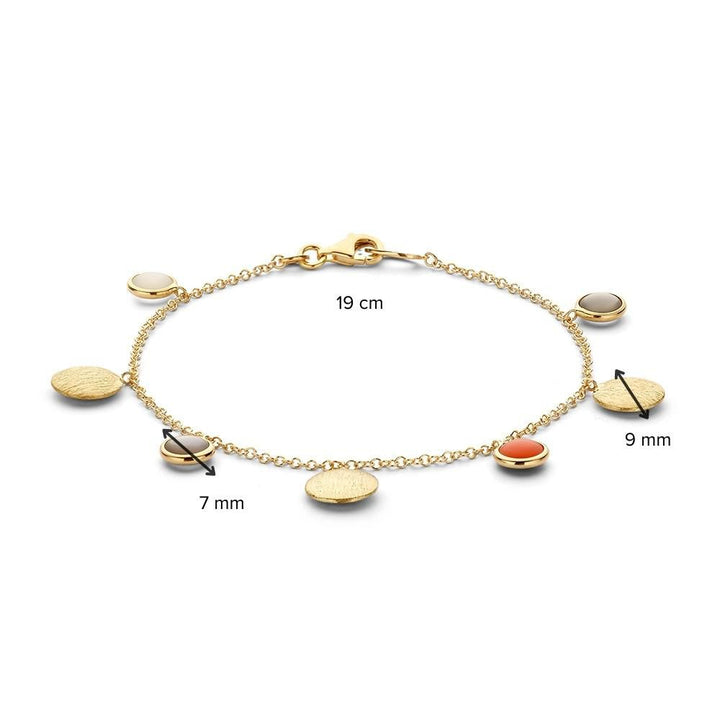 Geelgouden Armband met Maansteen Bedels – 14 Karaat, 19 cm