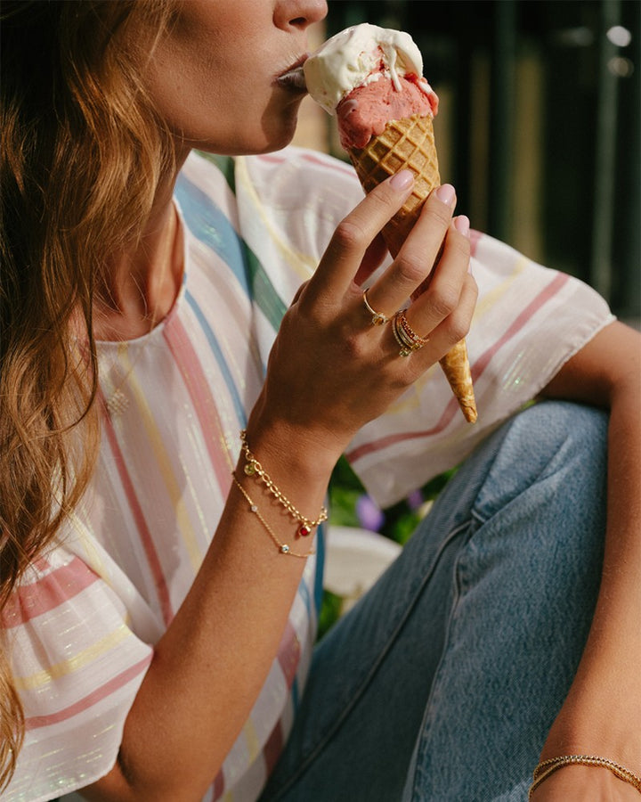 Geelgouden Armband met Edelstenen Bedels – 14-Karaat Goud – Blauwe Topaas, Peridot, Lemon Kwarts & Vuuropaal