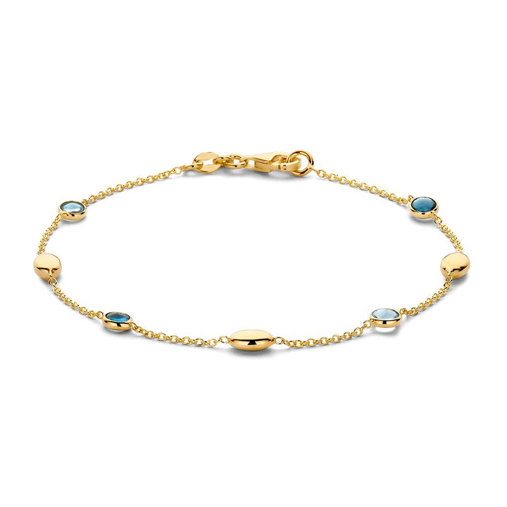 Geelgouden Armband met Blauwe Topaas – 14 Karaat, 19 cm