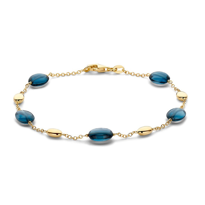 Geelgouden Armband met Blauwe Topaas – 14 Karaat, 19 cm, 7 mm