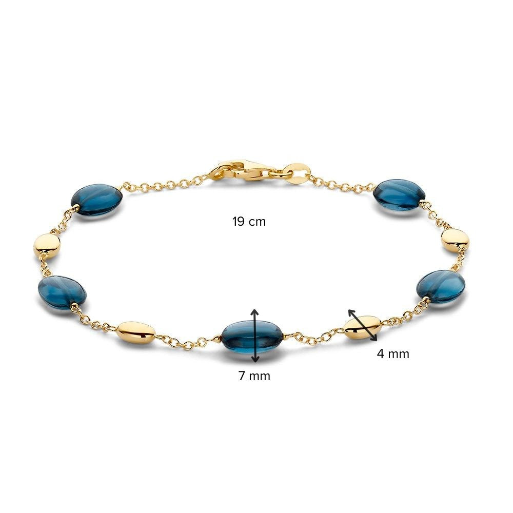 Geelgouden Armband met Blauwe Topaas – 14 Karaat, 19 cm, 7 mm