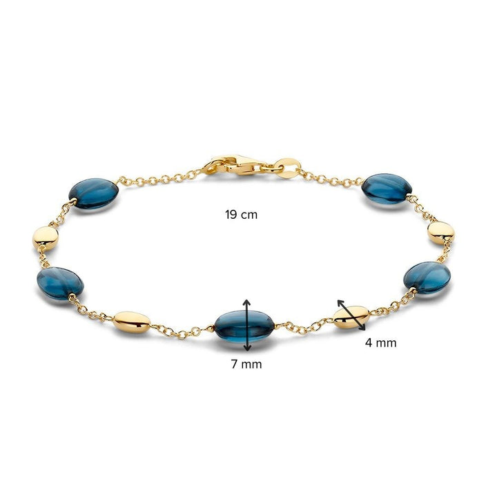 Geelgouden Armband met Blauwe Topaas – 14 Karaat, 19 cm, 7 mm