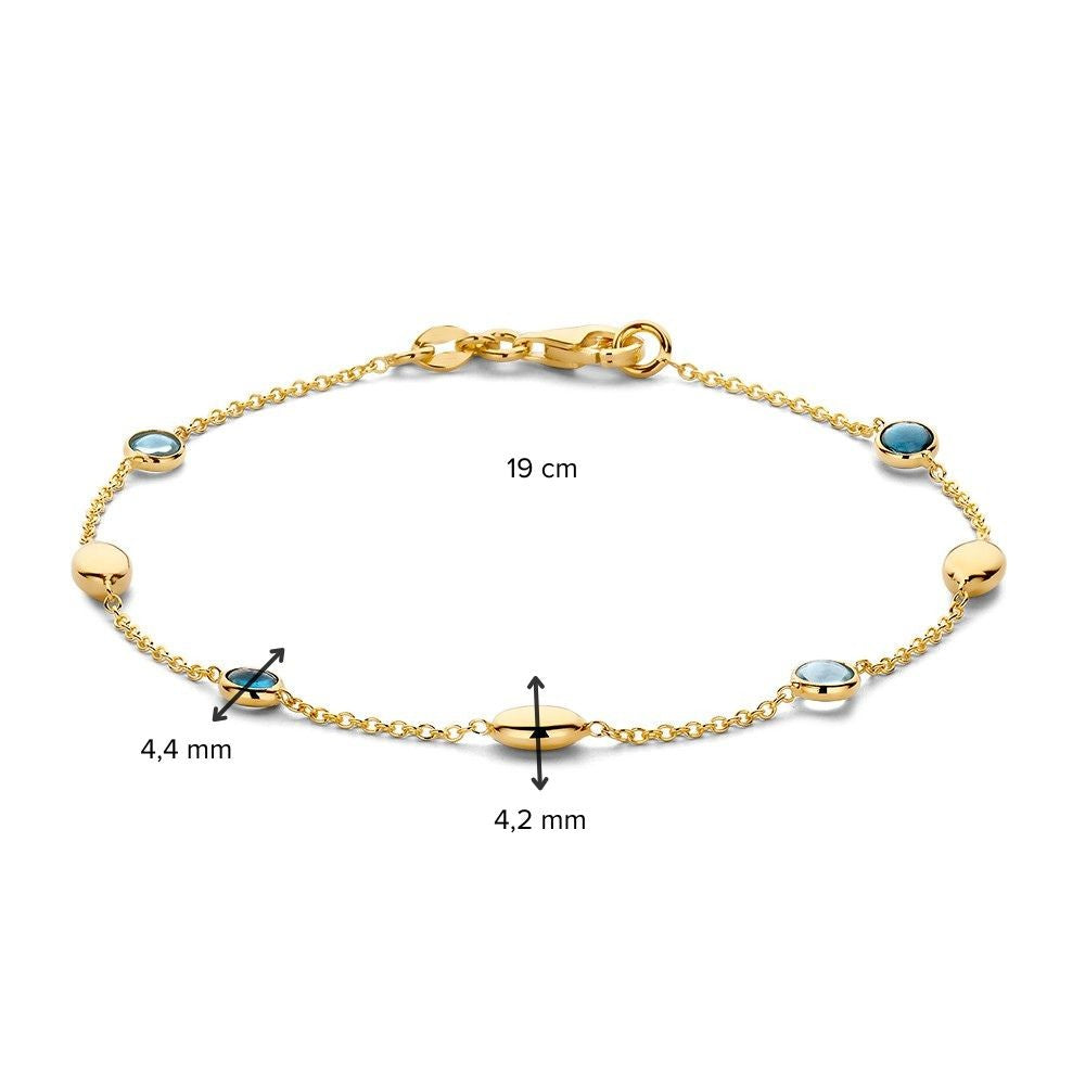 Geelgouden Armband met Blauwe Topaas – 14 Karaat, 19 cm