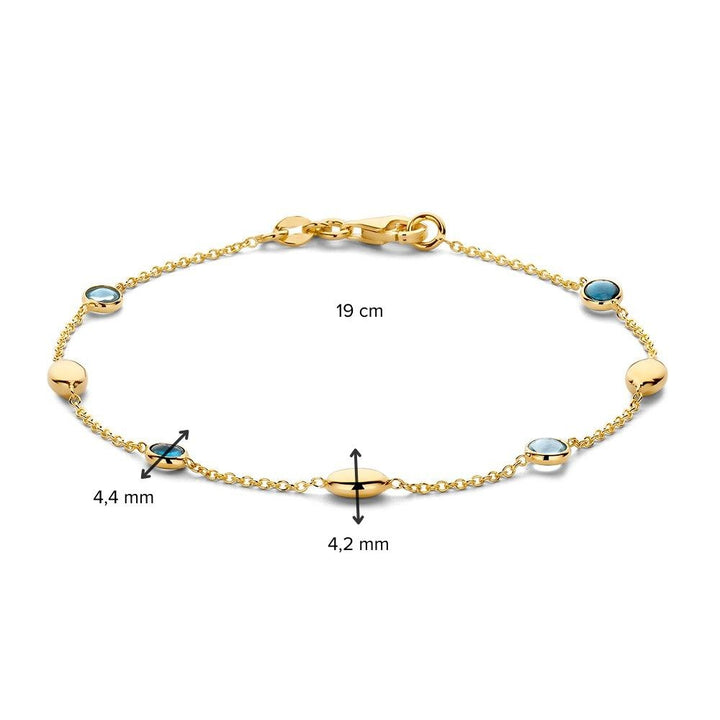 Geelgouden Armband met Blauwe Topaas – 14 Karaat, 19 cm