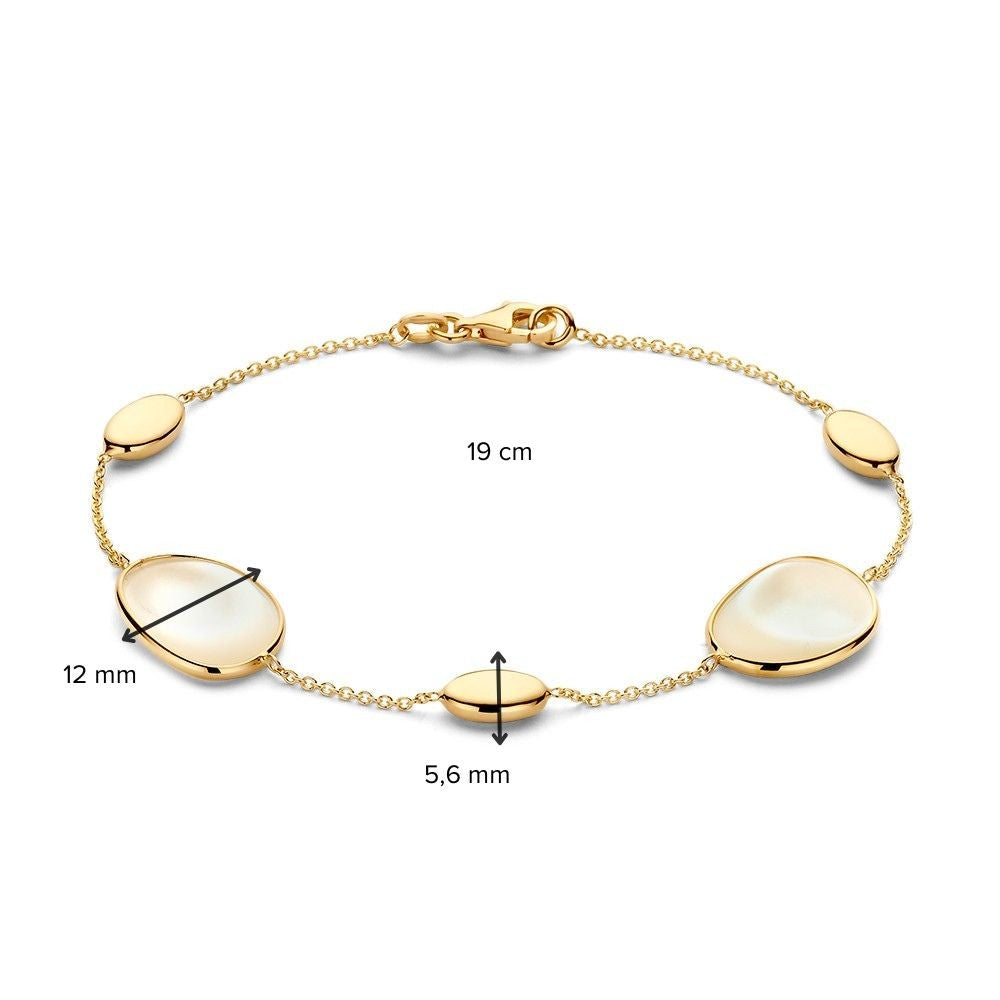 Geelgouden Armband met Parelmoer Elementen – 14 Karaat Damesarmband