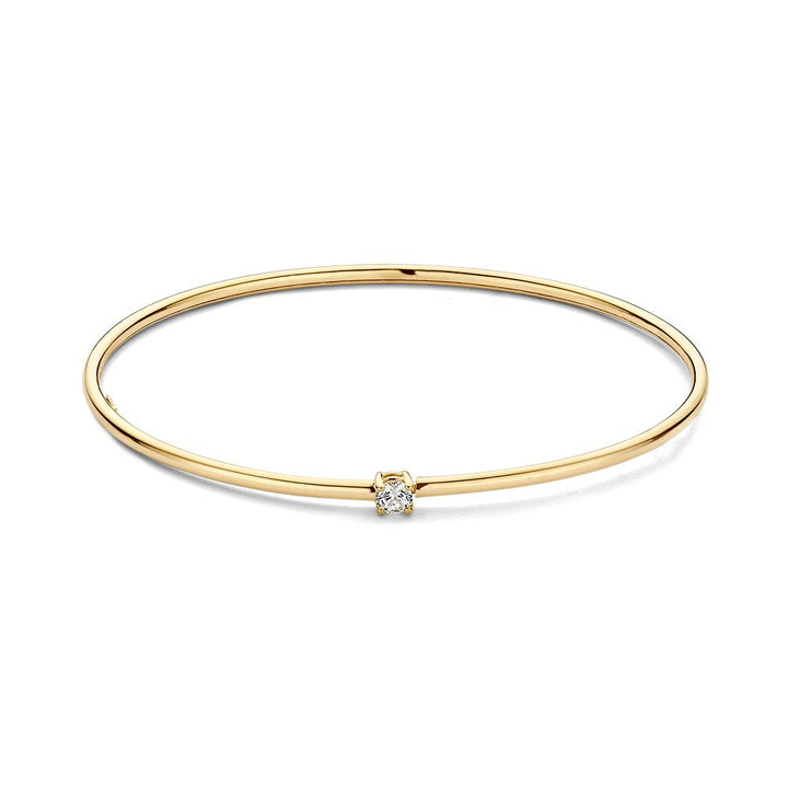 Geelgouden Bangle met Zirkonia – 14 Karaat Damesarmband 19 cm