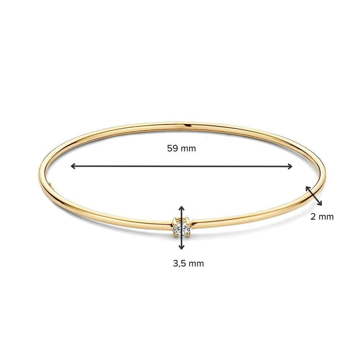 Geelgouden Bangle met Zirkonia – 14 Karaat Damesarmband 19 cm