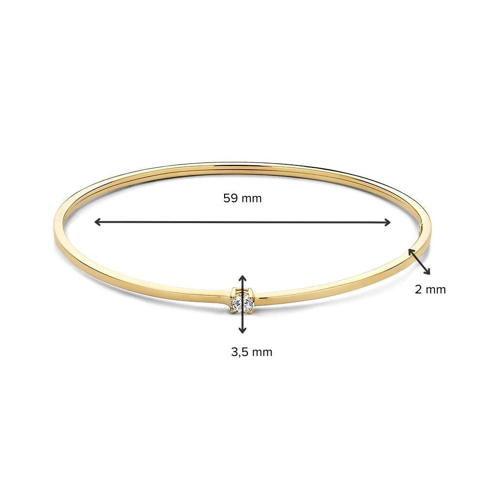 Geelgouden Bangle met Zirkonia – 14 Karaat Damesarmband 19 cm