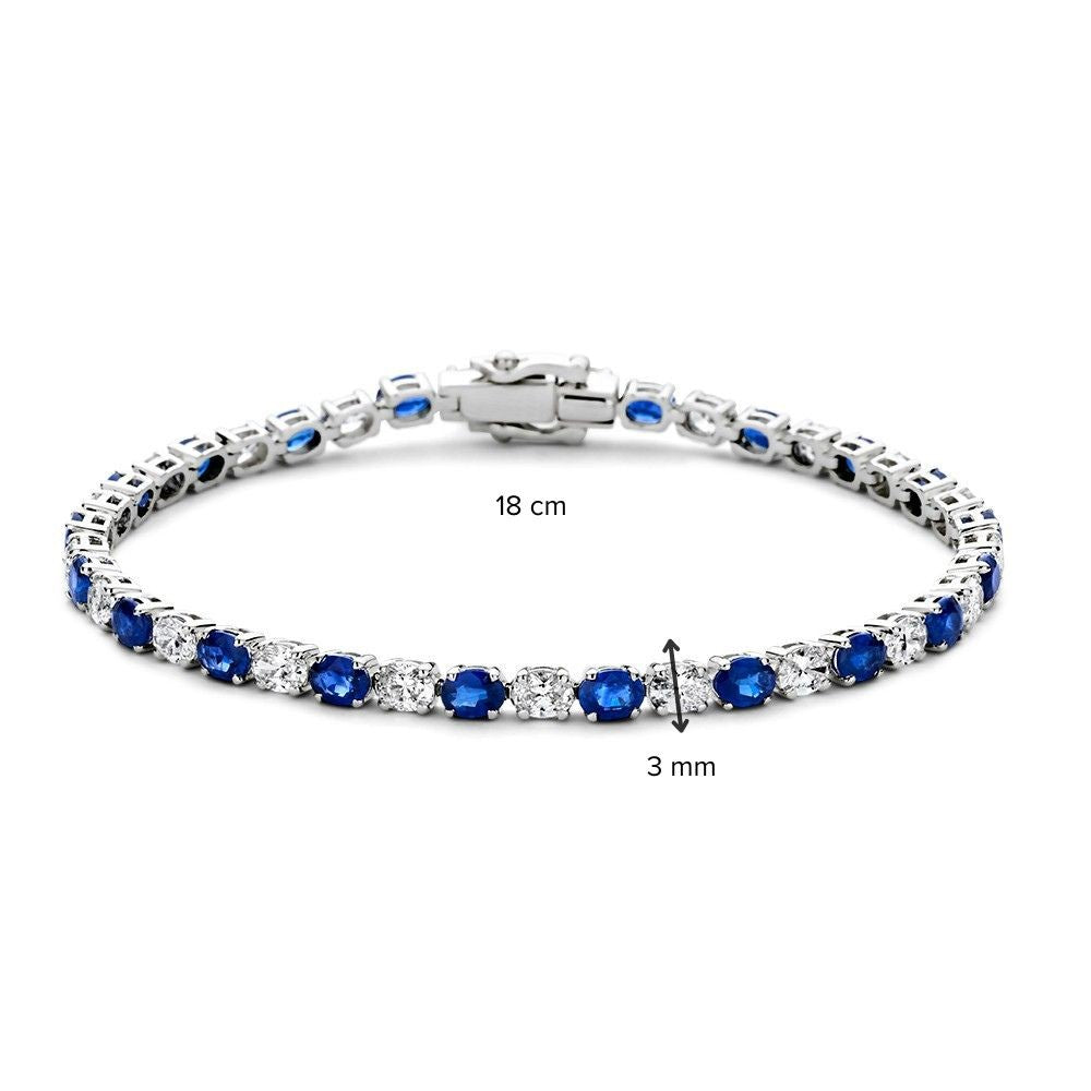 Luxe Witgouden Armband met Diamanten en Blauwe Saffieren – 14 Karaat, 3.05 crt