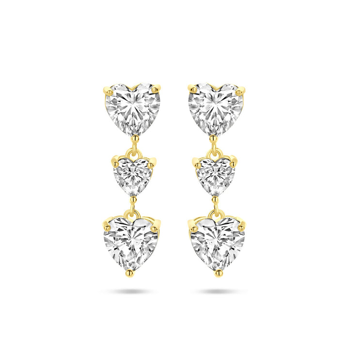 oorhangers hartjes zirkonia 25 mm 1 micron zilver verguld (geel)