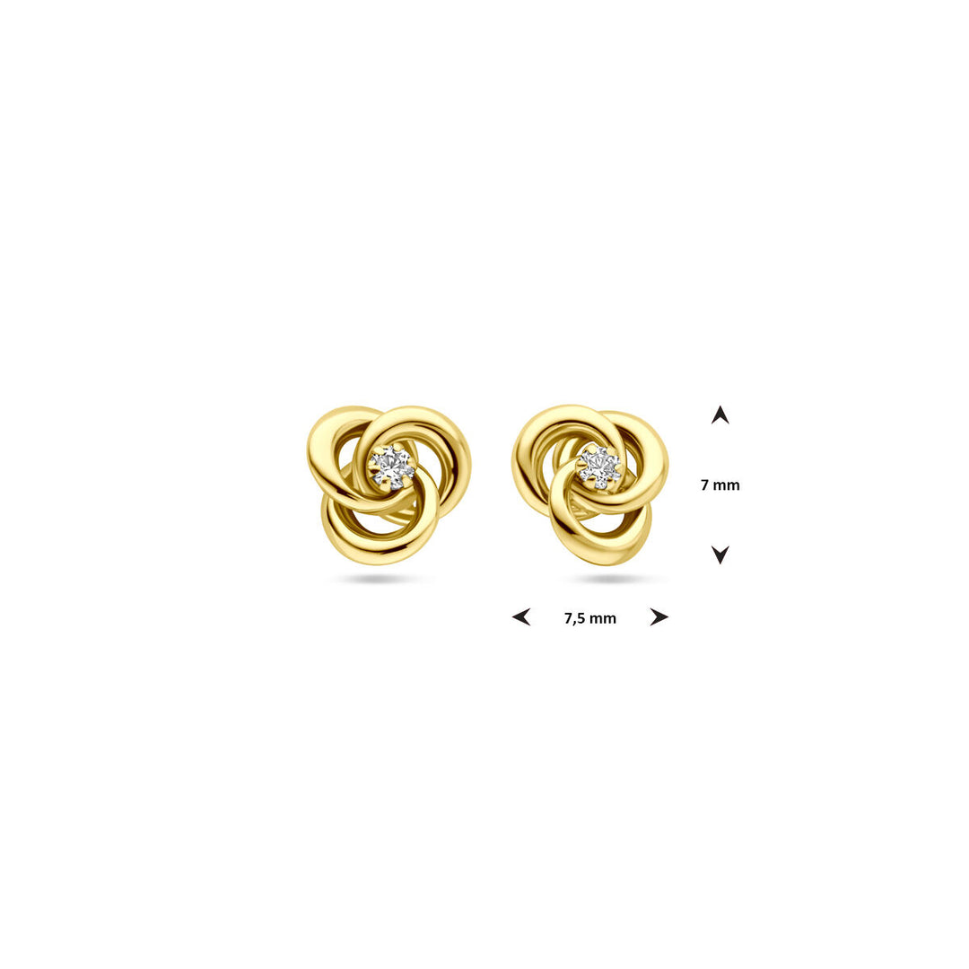 oorknoppen zirkonia 7 mm 14K geelgoud