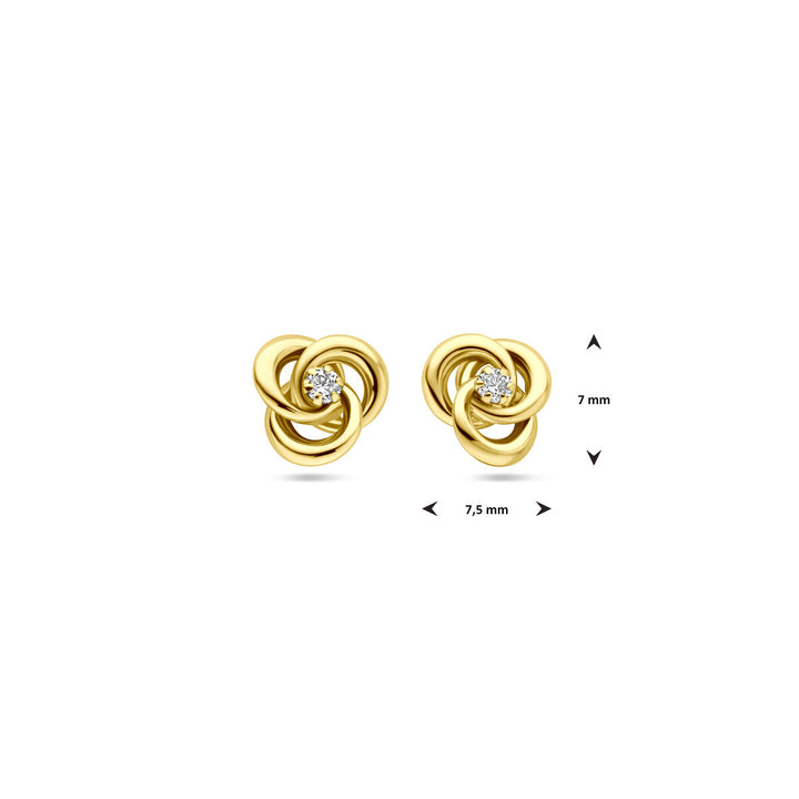 oorknoppen zirkonia 7 mm 14K geelgoud