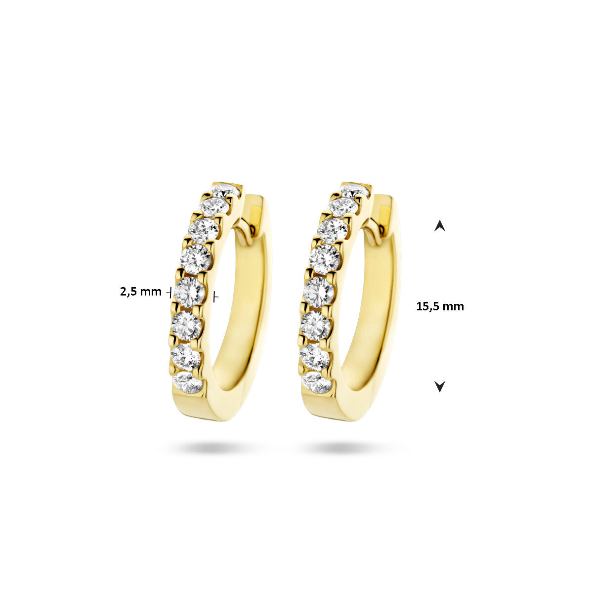 drop earrings diamond 0.50ct (2x 0.25ct) h si 14K yellow gold