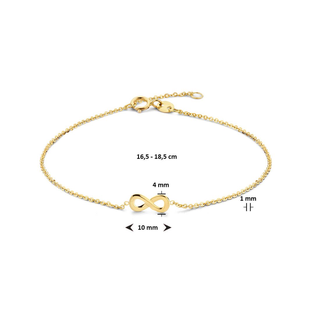 Gouden armband dames infinity 14K