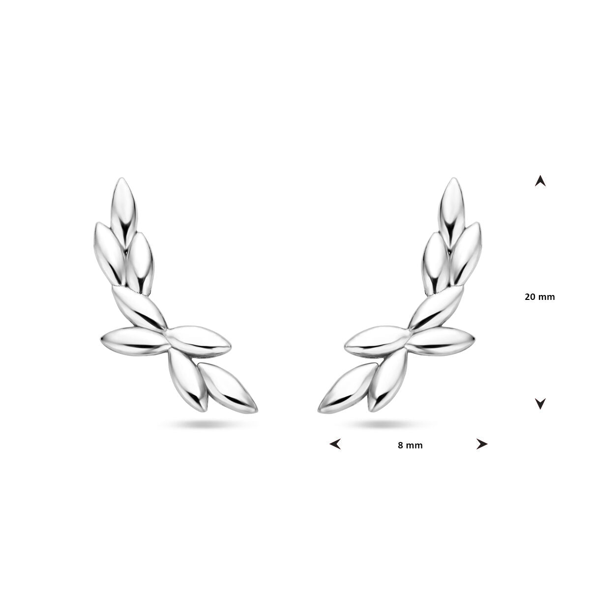 Van der Kooij Collectie - oorknoppen 20 mm zilver gerhodineerd