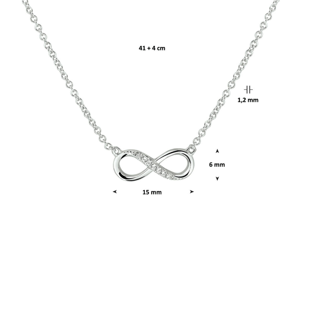 necklace infinity zirconia 41 + 4 cm silver rhodium plated