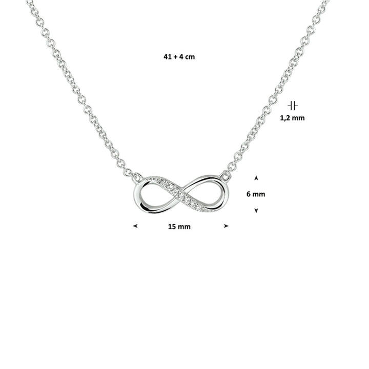 necklace infinity zirconia 41 + 4 cm silver rhodium plated