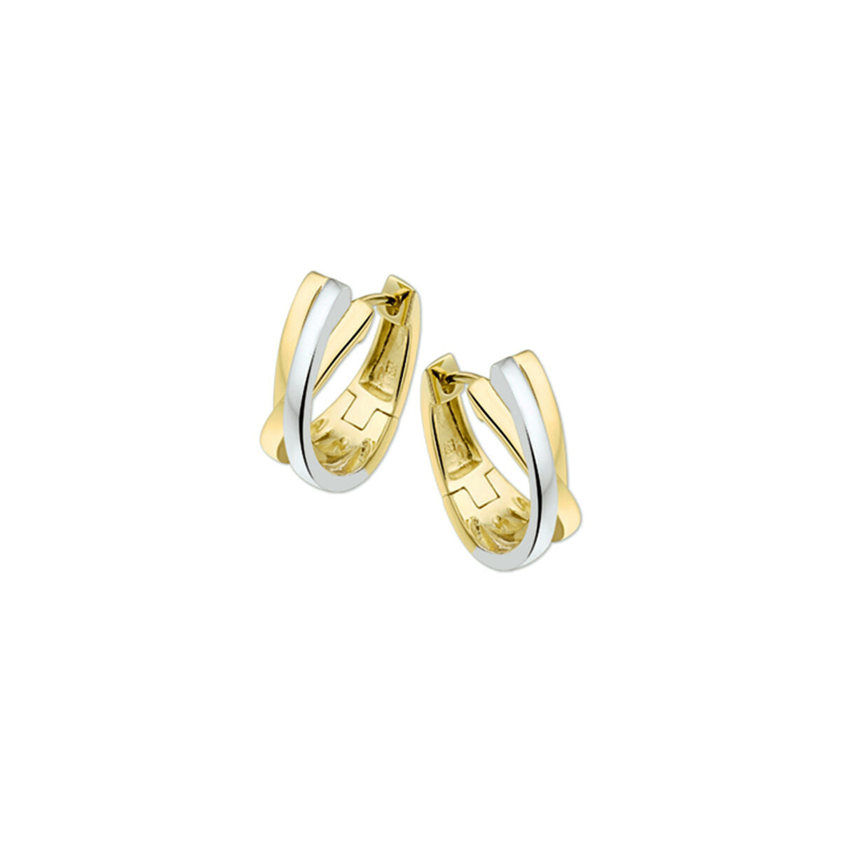 klapoorringen 14K bicolor goud geel/wit