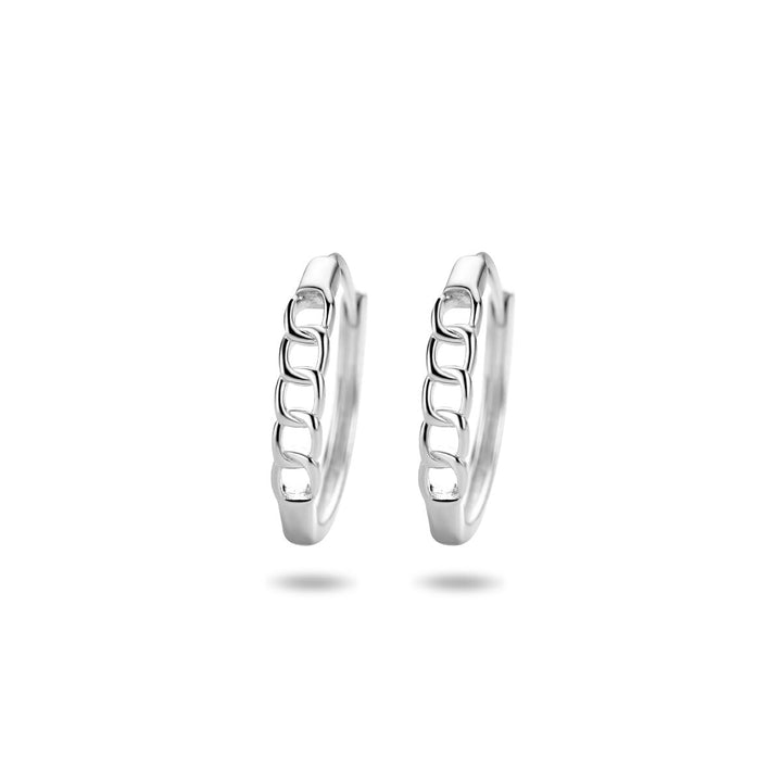 drop earrings link motif silver rhodium plated