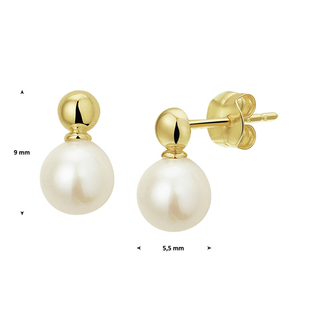 pearl ear studs 14K yellow gold