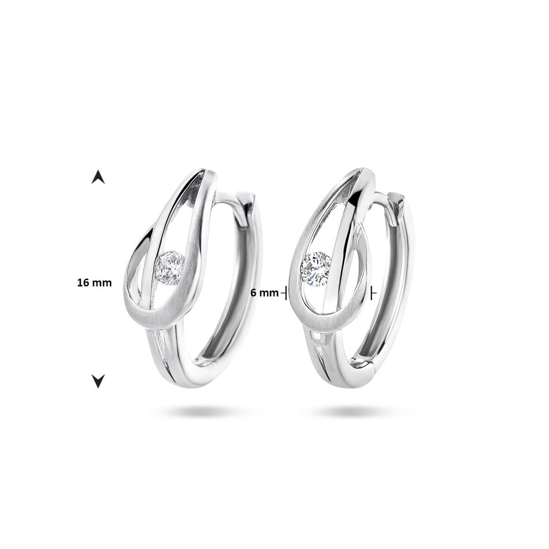 drop earrings zirconia poly/matte silver rhodium plated