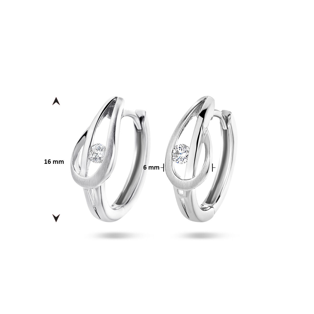 drop earrings zirconia poly/matte silver rhodium plated