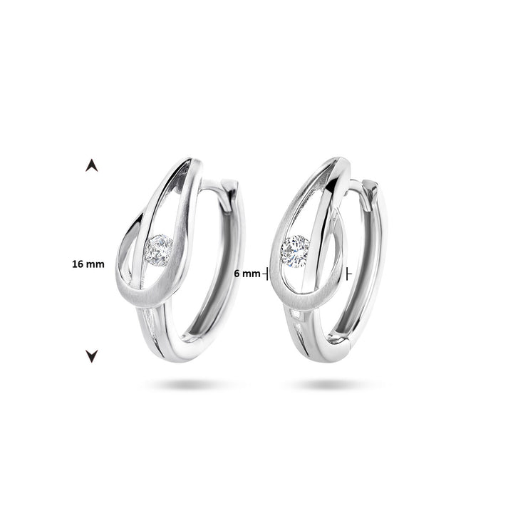 drop earrings zirconia poly/matte silver rhodium plated