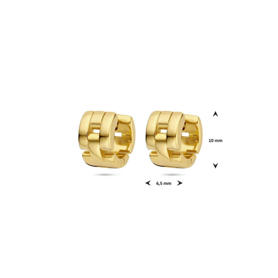 klapoorringen schakelmotief 10 mm 1 micron zilver verguld (geel)