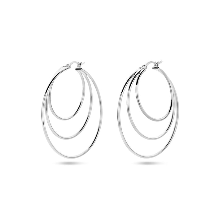 earrings round tube silver rhodium plated