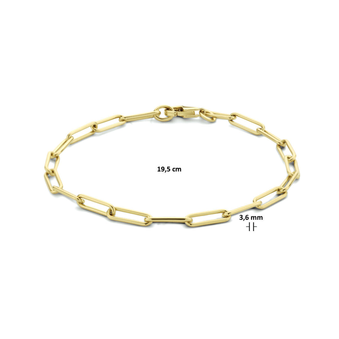 Gouden armband dames paperclip rond massief 14K