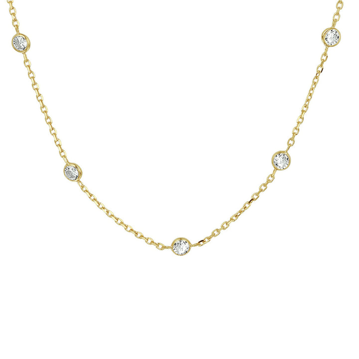 Gold ladies necklace zirconia silver gold plated (yellow)