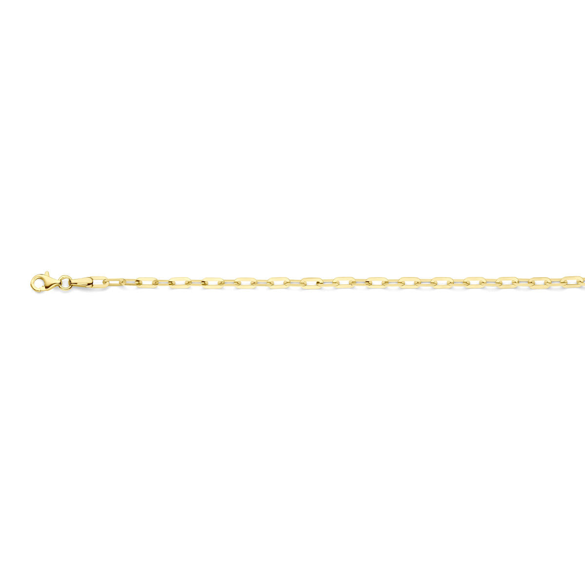 Collier van 14K geelgoud met paperclip schakels van 3 mm, lengte 45 cm.